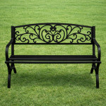 Záhradná kovová lavička – čierna